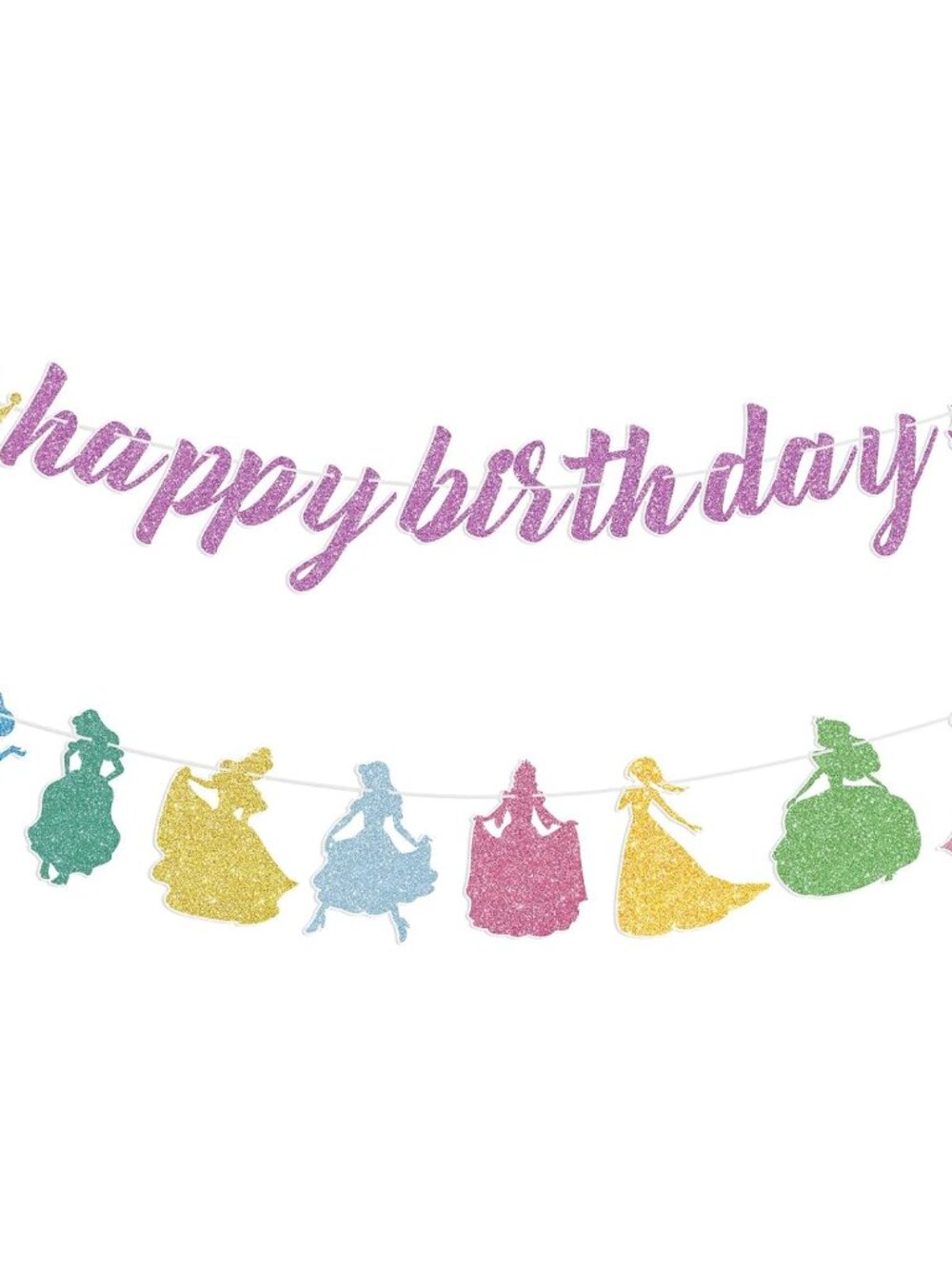 Princess Birthday Banner Glitter Happy Birthday Banner Princess Banner Garland B